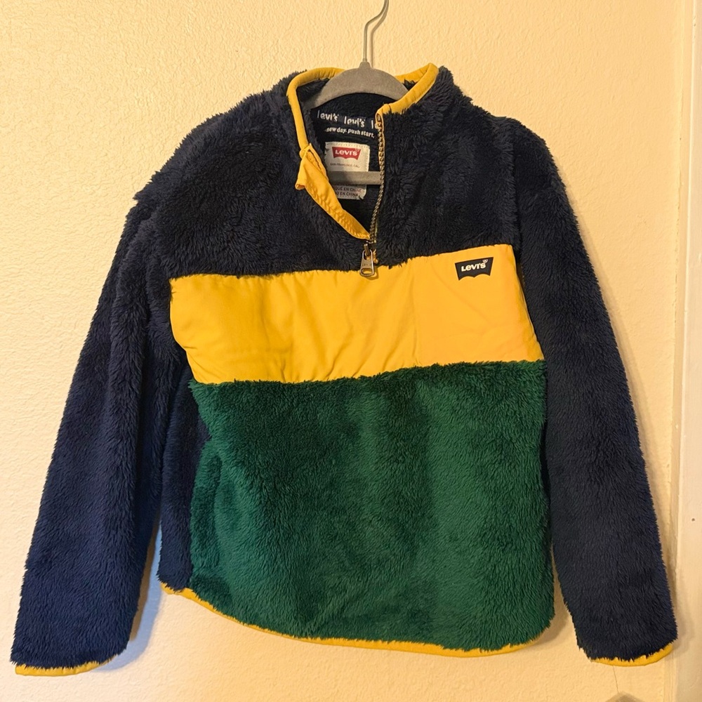 Levi's Kids Fleece Pullover - Navy, Yellow, Green